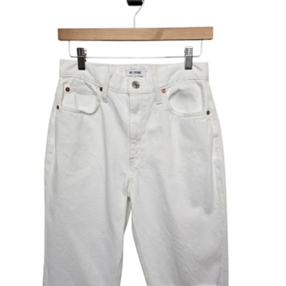 RE/DONE Jeans Womens 29 White‎ Distressed Straight Leg High Rise Denim Pants